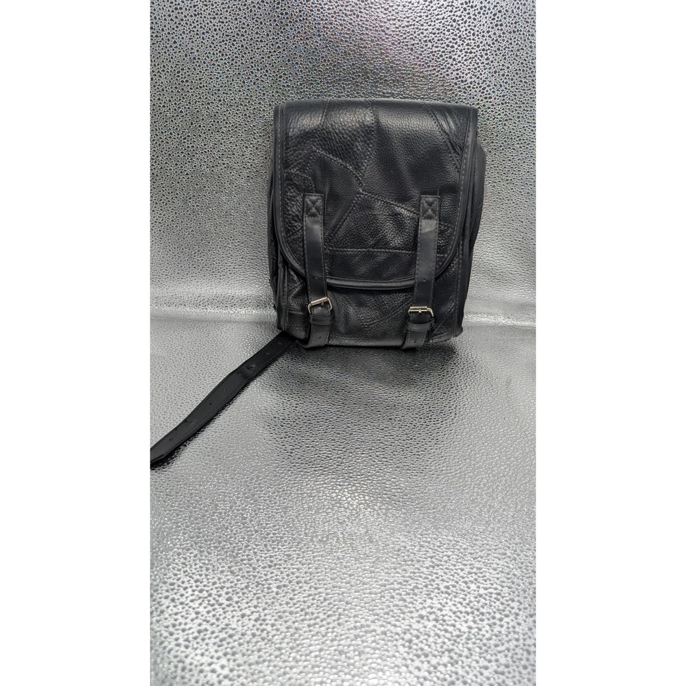 Maxam Ride In Style Black Leather Motorcycle Bar Bag Biker Patchwork Luggage‎
